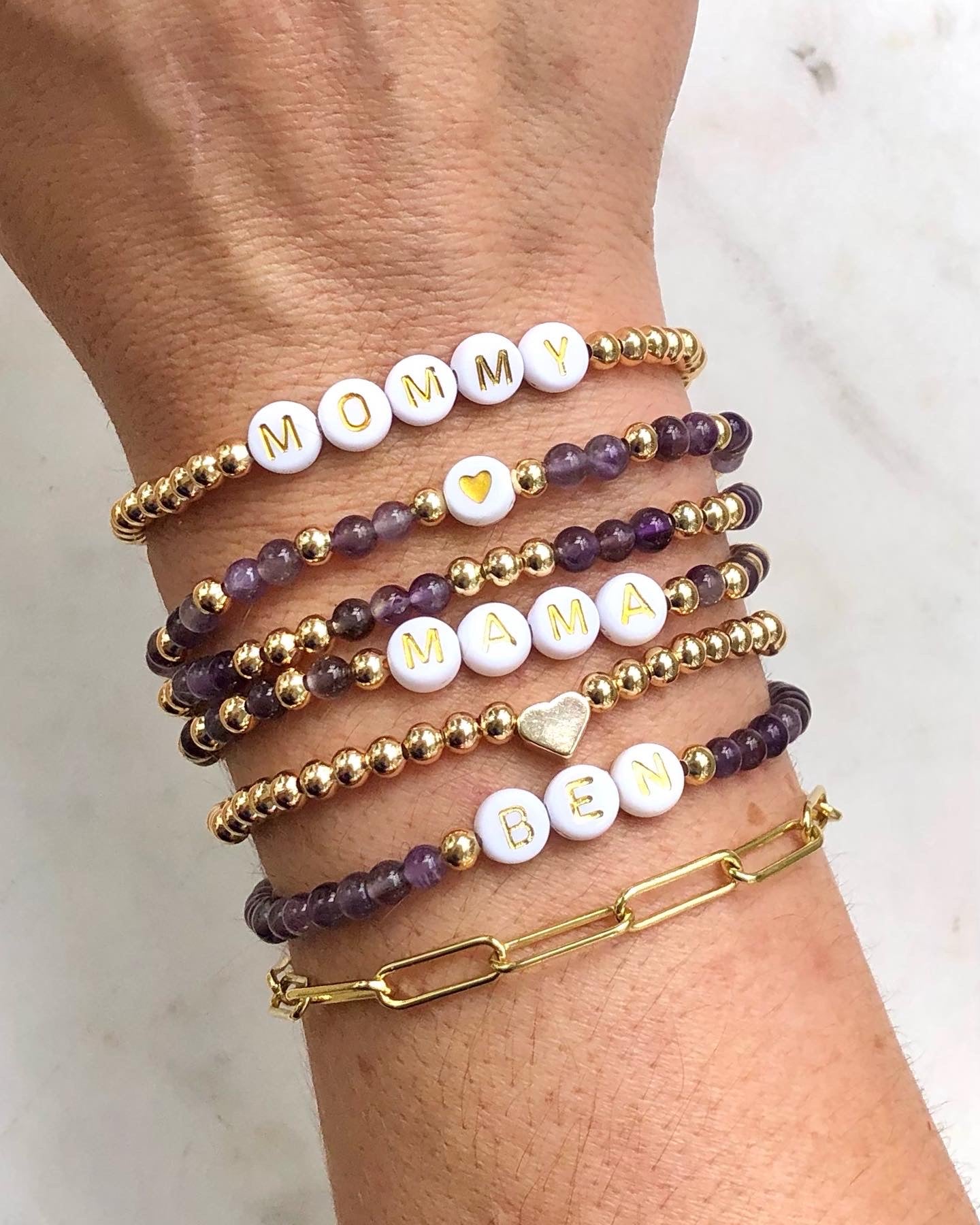 Amethyst Custom Name Bracelets - Simply Stated