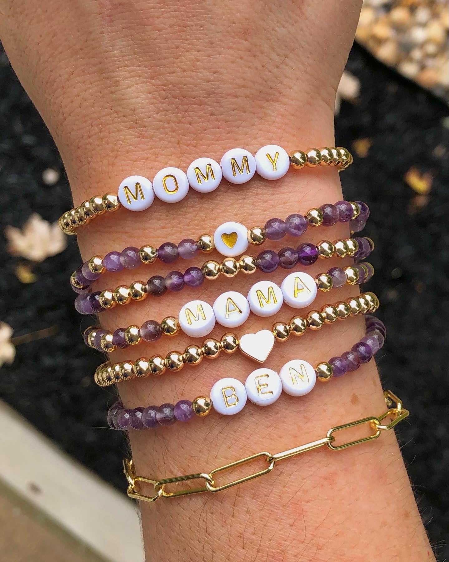 Amethyst Custom Name Bracelets - Simply Stated