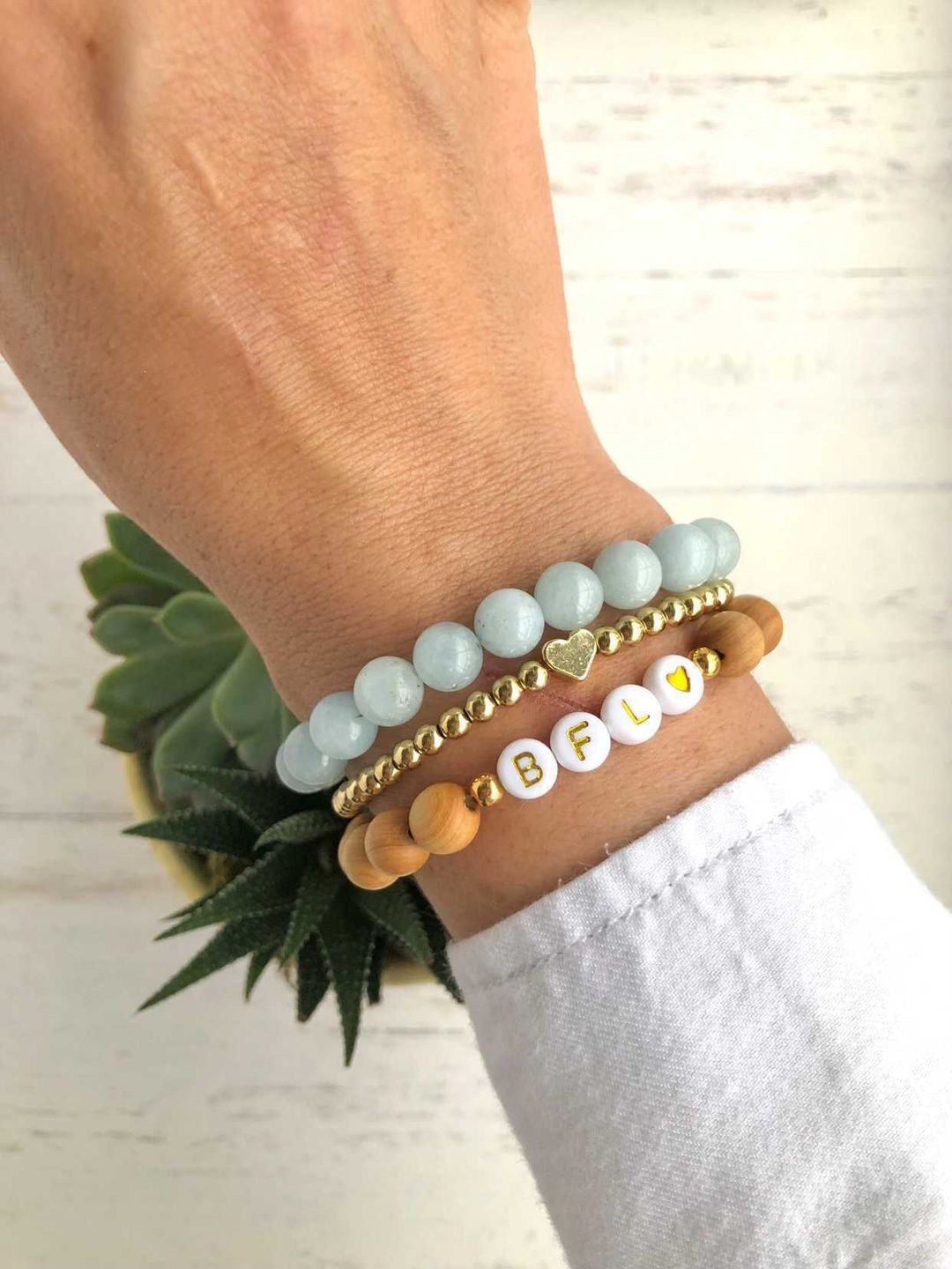Gemstone and Wood Custom Bracelet Stack