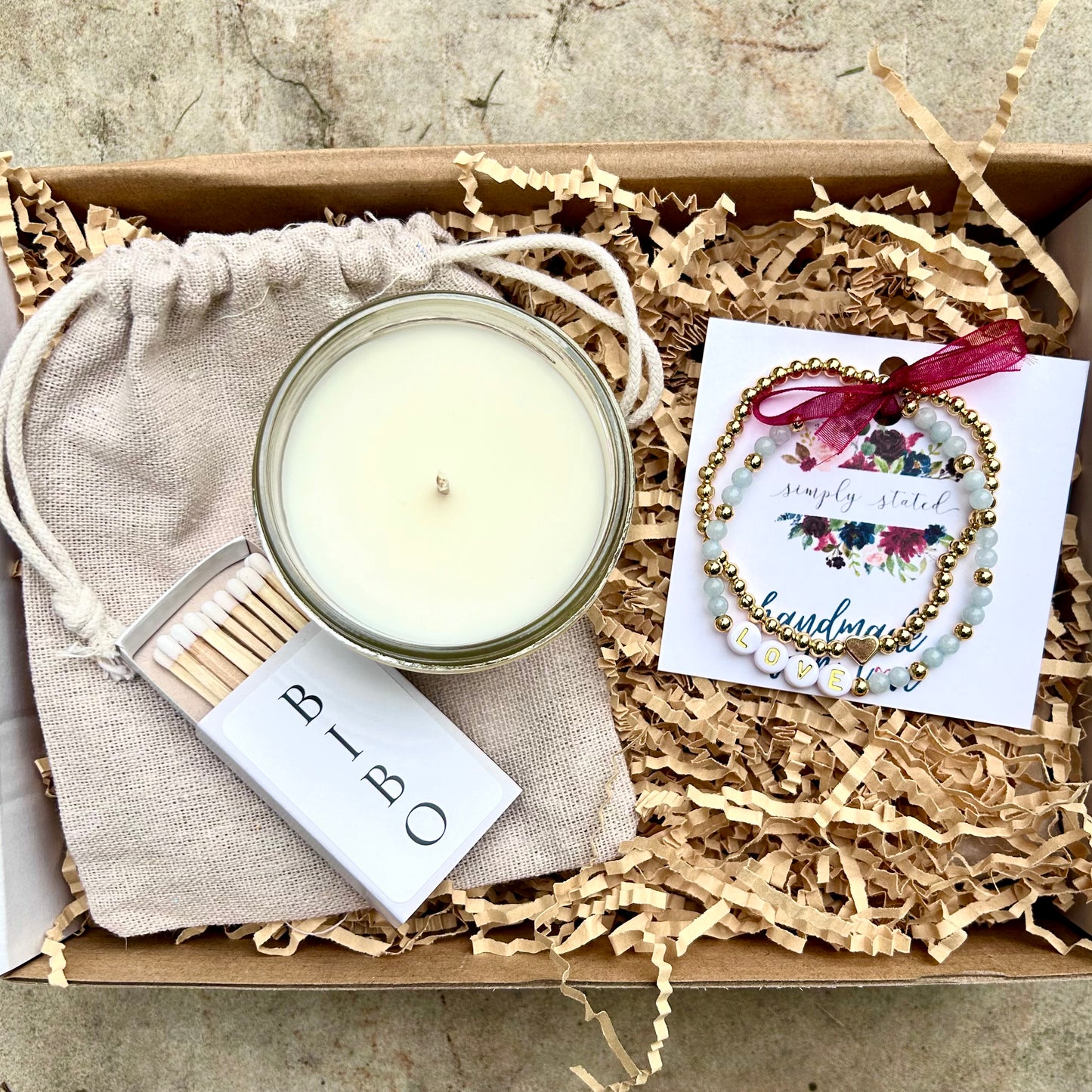 Custom Bracelet and Candle Gift Box - Simply Stated