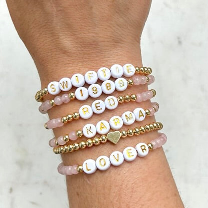 Taylor Swift Friendship Bracelets - Rose Quartz - Simply Stated