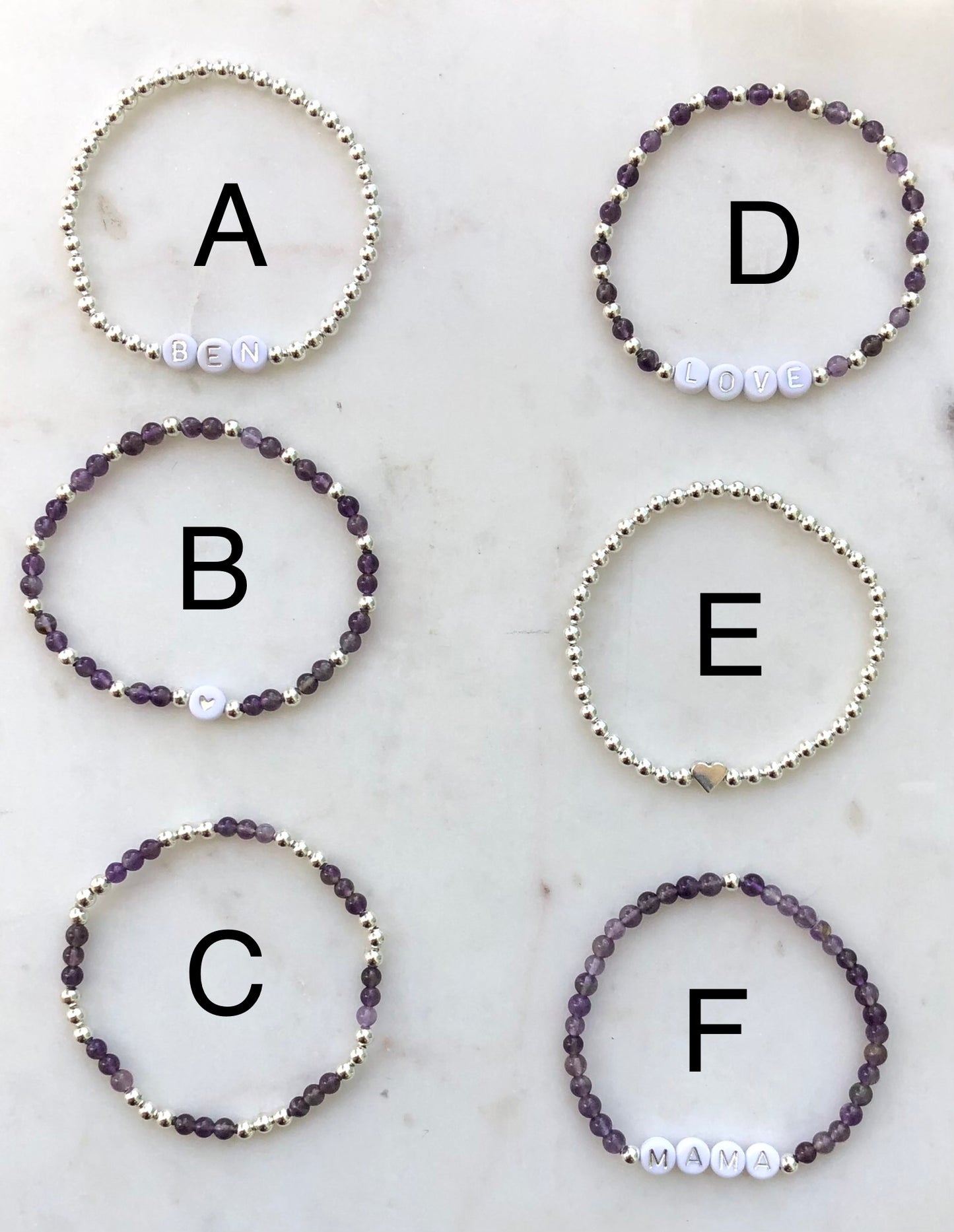 Amethyst Custom Name Bracelets - Simply Stated