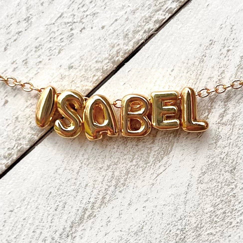 Custom Bubble Letter Necklace - Simply Stated
