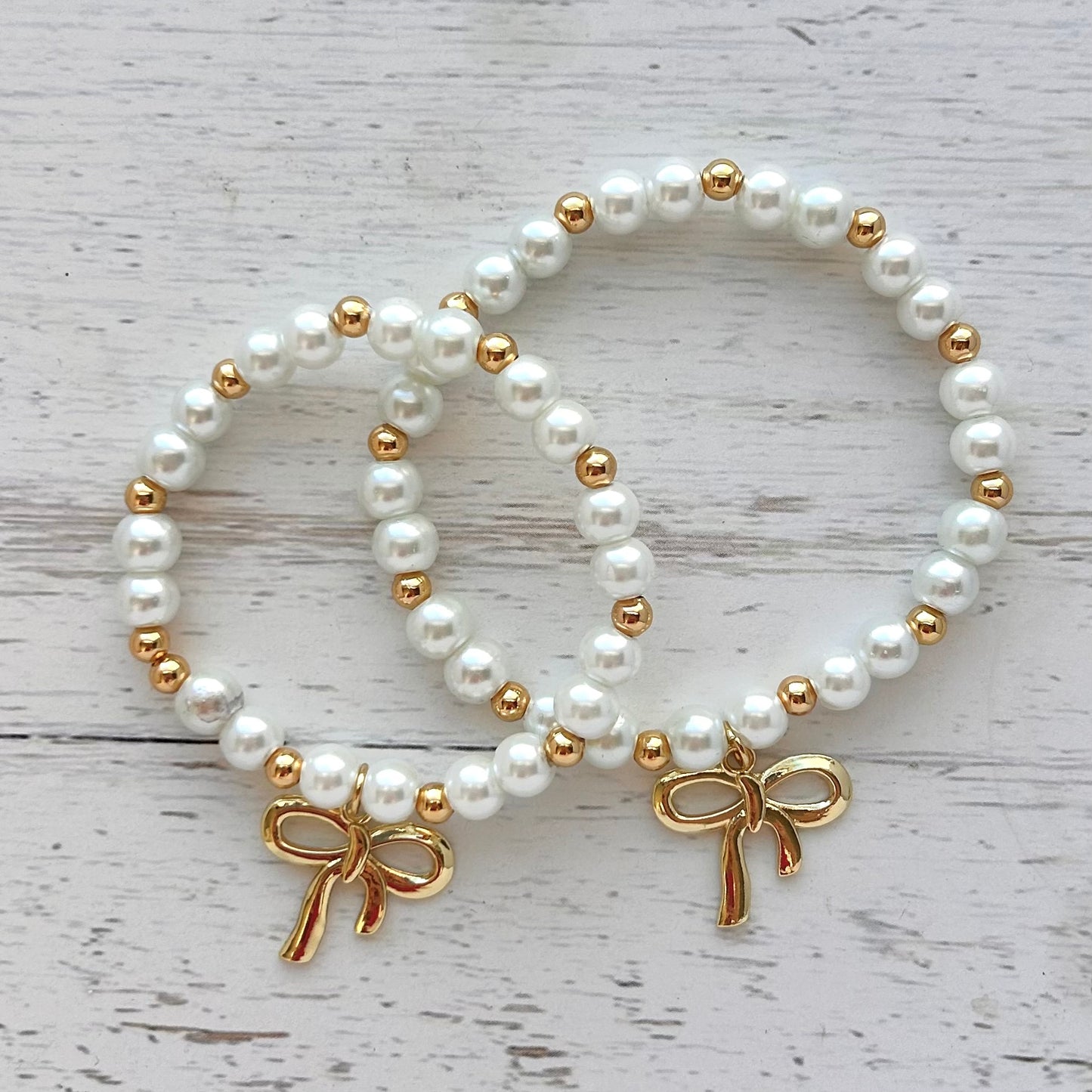 Pearl Bow Mother Daughter Matching Bracelet Set - Simply Stated