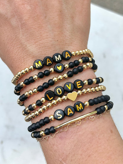 Black Agate Custom Name Bracelets - Simply Stated