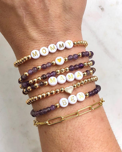 Amethyst Custom Name Bracelets - Simply Stated