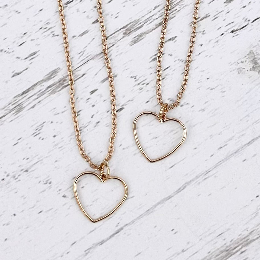 Matching Heart Mother Daughter Necklace Set