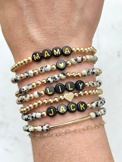Dalmatian Jasper Custom Name Bracelets - Simply Stated