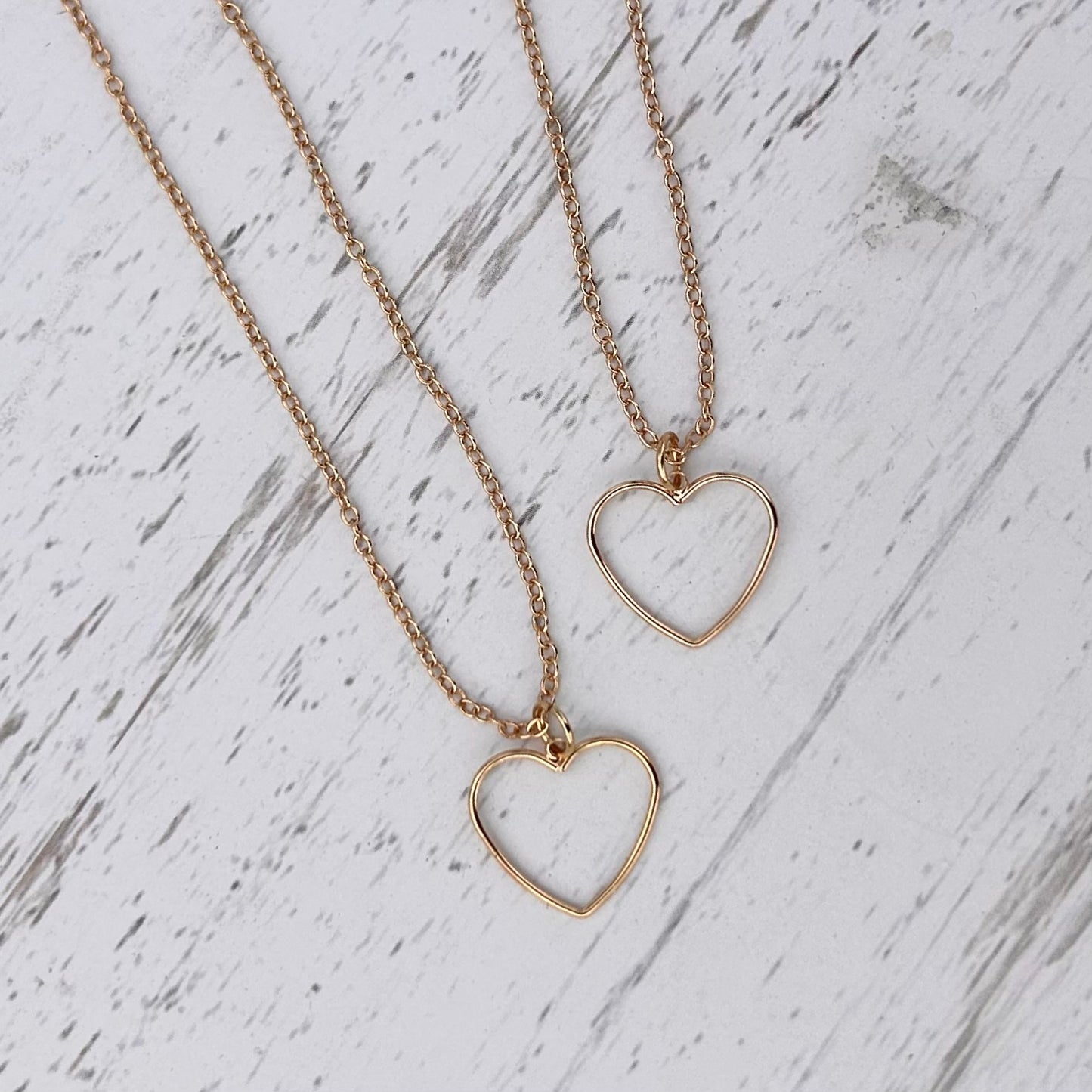 Matching Heart Mother Daughter Necklace Set