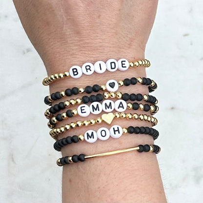 Black Agate Custom Name Bracelets - Simply Stated