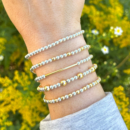Gold and Silver Mixed Metal Beaded Bracelets