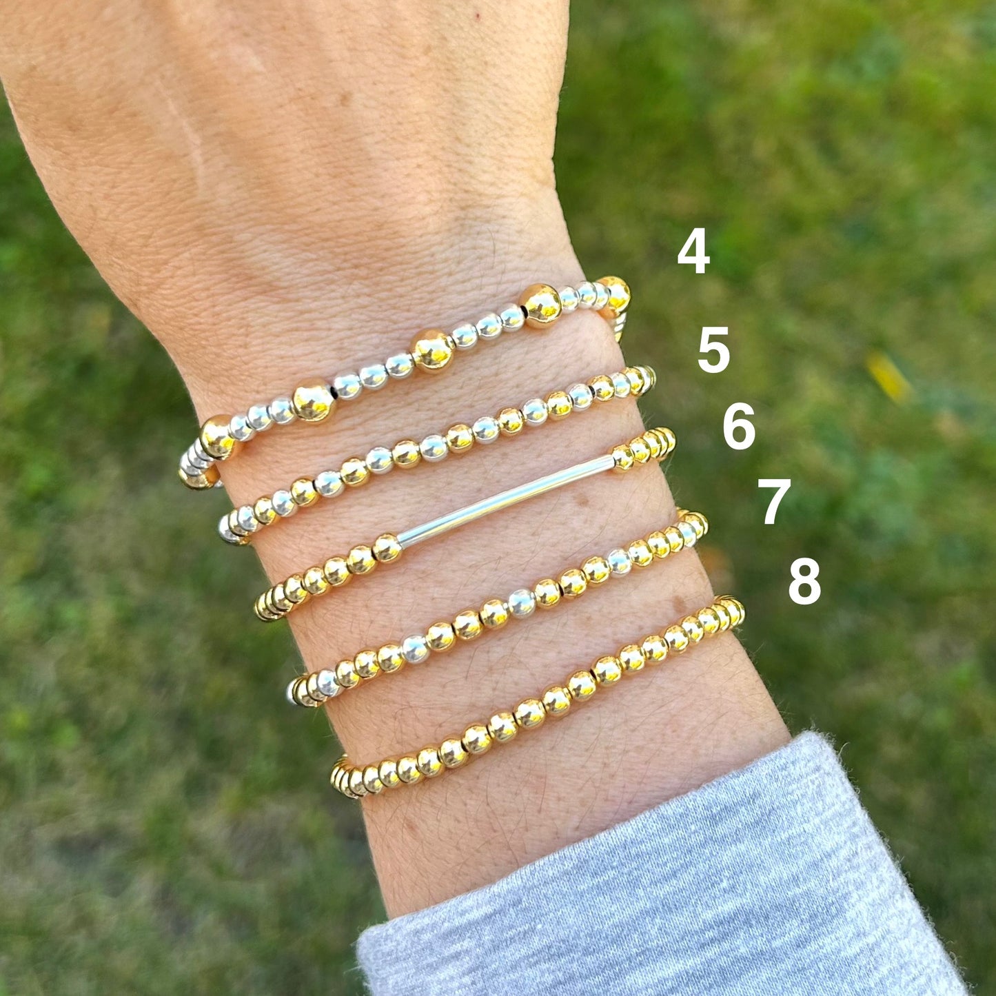 Gold and Silver Mixed Metal Beaded Bracelets