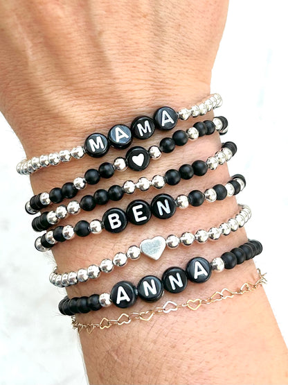Black Agate Custom Name Bracelets - Simply Stated
