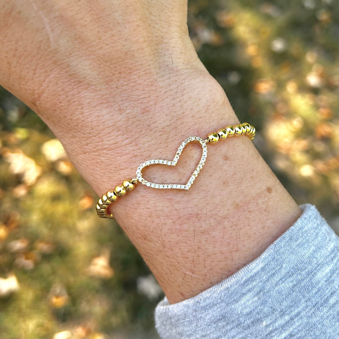 Mother Daughter Matching Crystal Pave Heart Bracelet Set