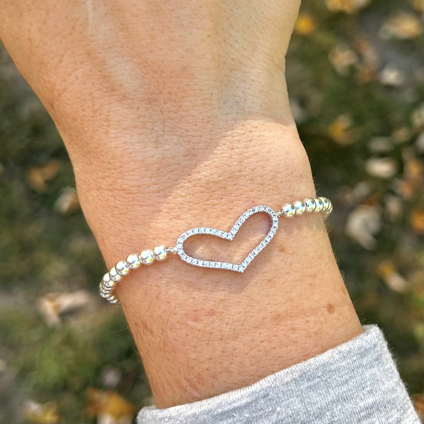 Mother Daughter Matching Crystal Pave Heart Bracelet Set