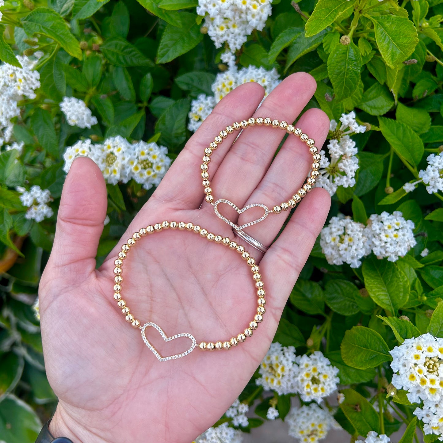 Mother Daughter Matching Crystal Pave Heart Bracelet Set