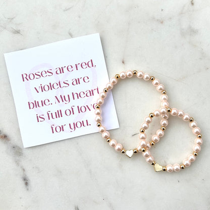 Pink Pearl Heart Valentines Day Matching Set - Simply Stated