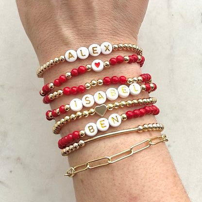Red Jade Custom Name Bracelets - Simply Stated