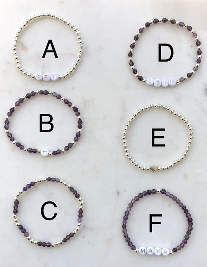 Amethyst Custom Name Bracelets - Simply Stated