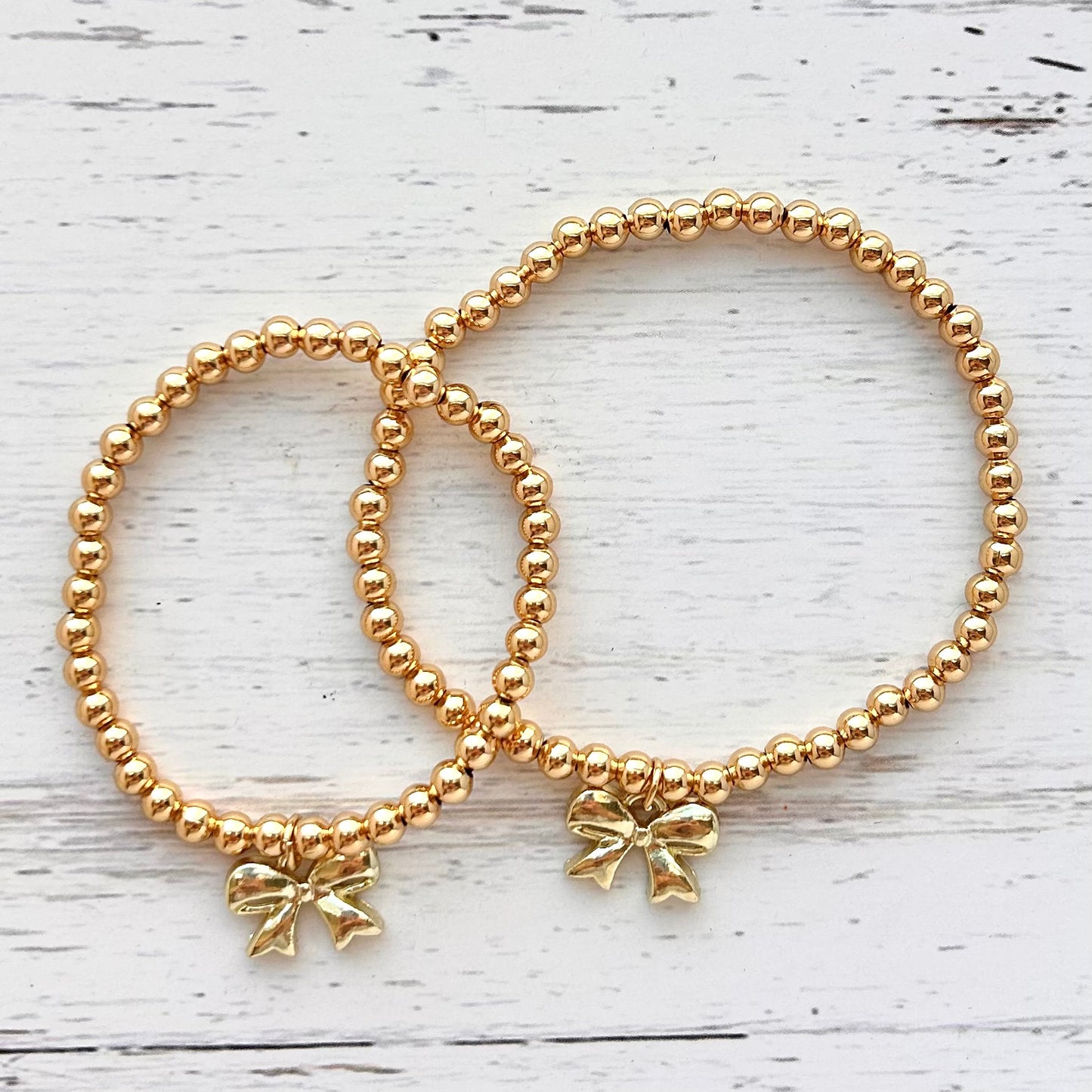 Mother Daughter Gold Bow Bracelet Set