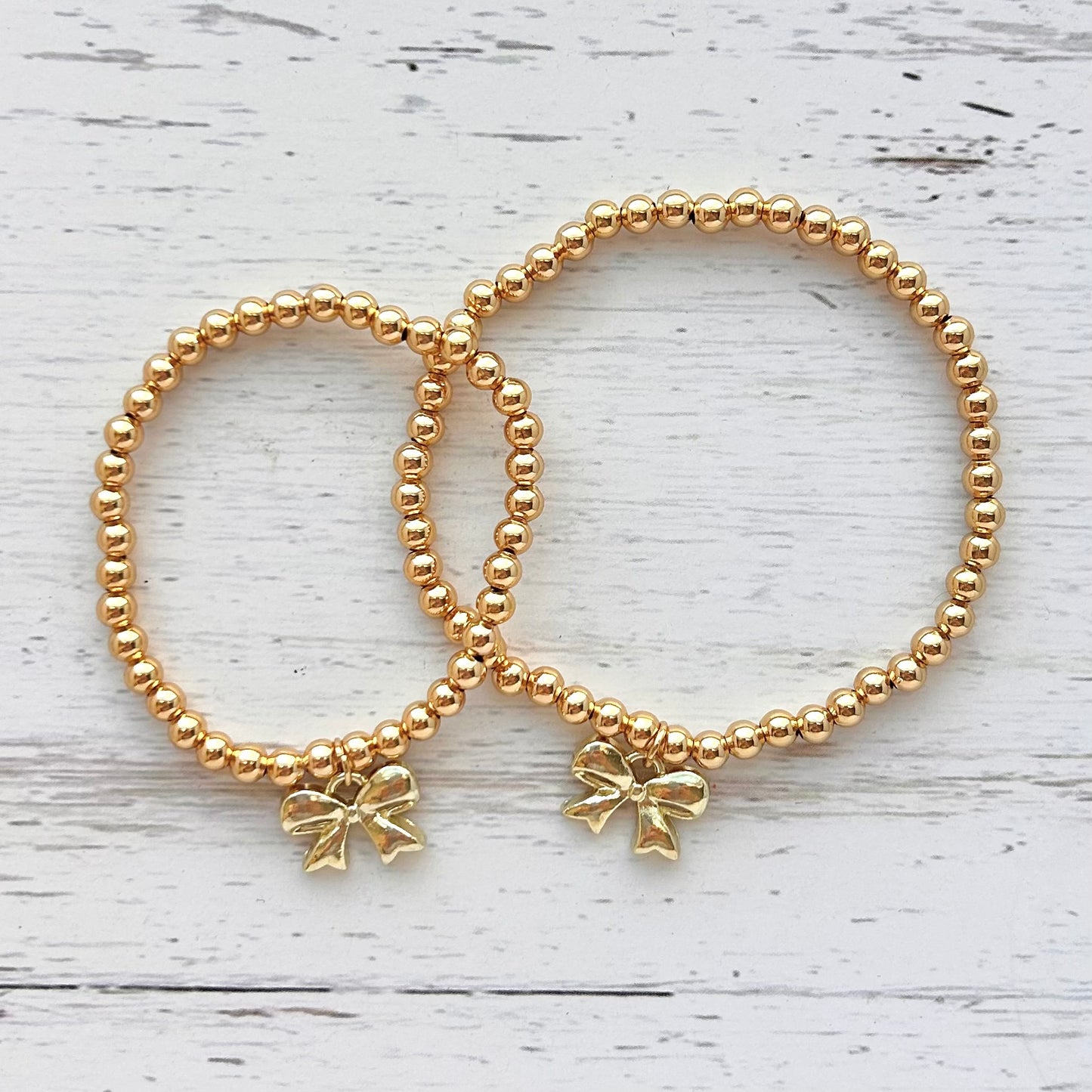 Mother Daughter Gold Bow Bracelet Set