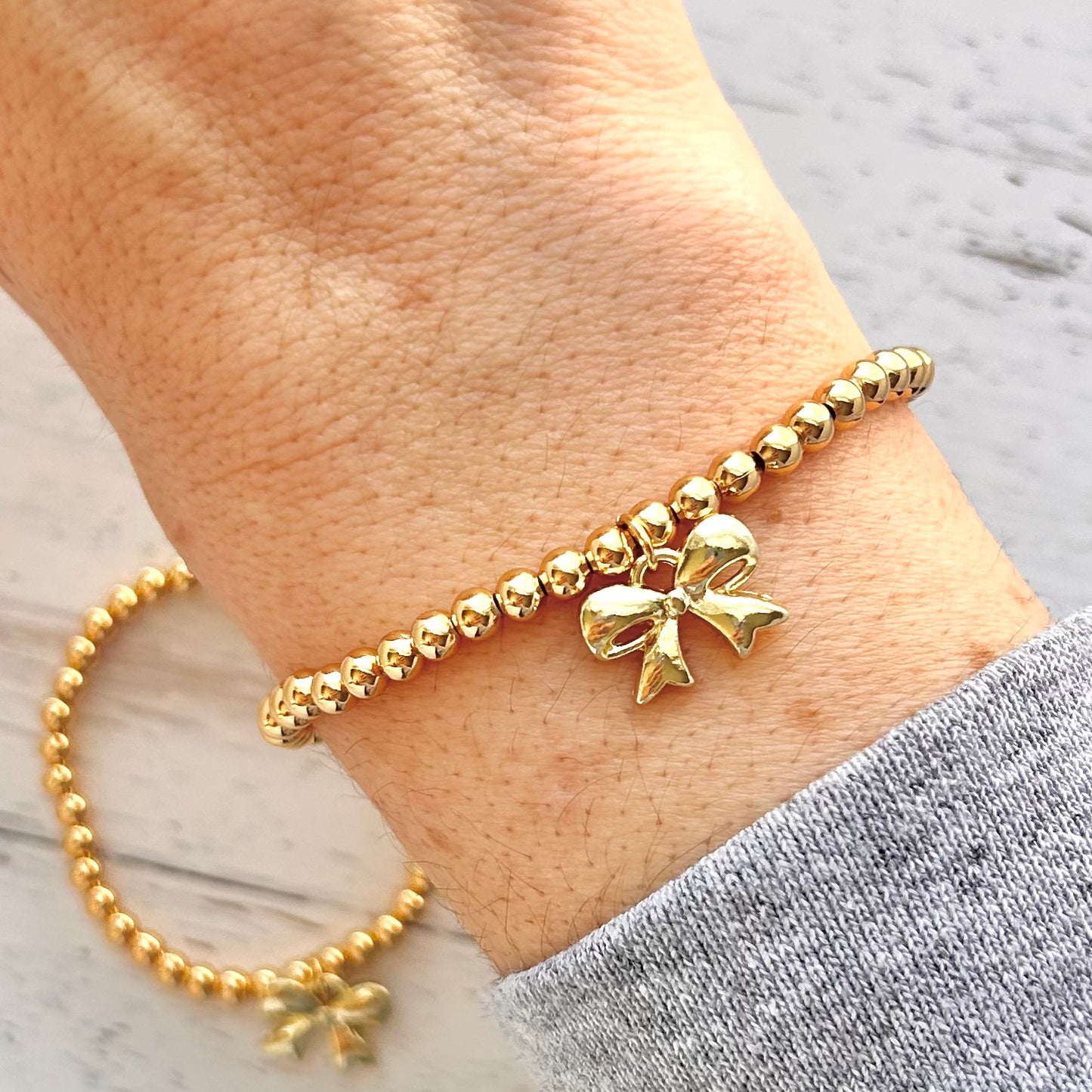 Mother Daughter Gold Bow Bracelet Set