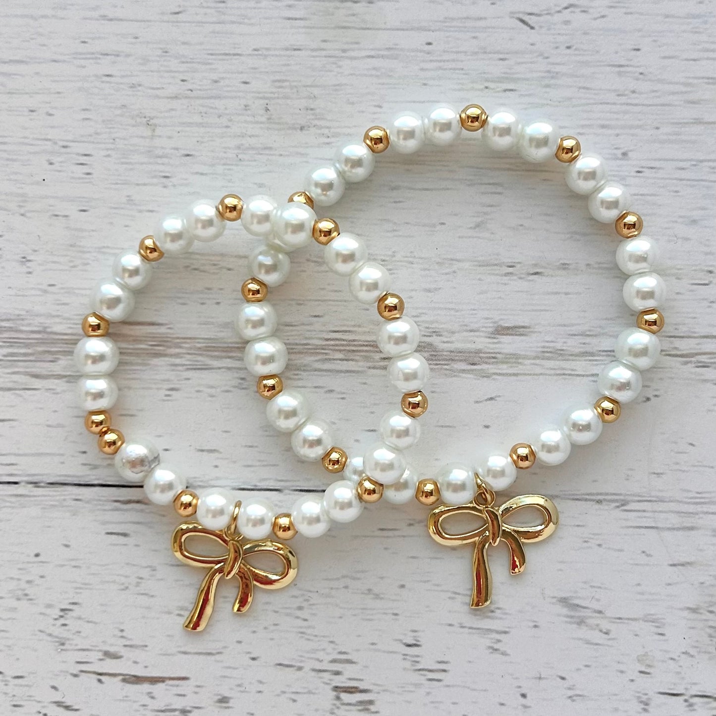 Pearl Bow Mother Daughter Matching Bracelet Set (Copy)