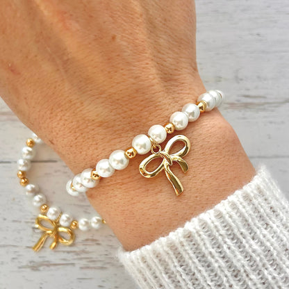 Pearl Bow Mother Daughter Matching Bracelet Set - Simply Stated