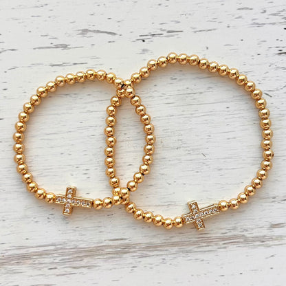 Mother Daughter Gold Cross Matching Bracelet Set - Simply Stated