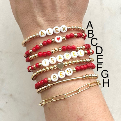 Red Jade Custom Name Bracelets - Simply Stated