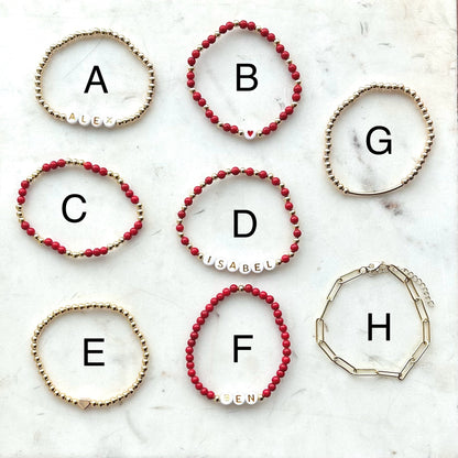Red Jade Custom Name Bracelets - Simply Stated