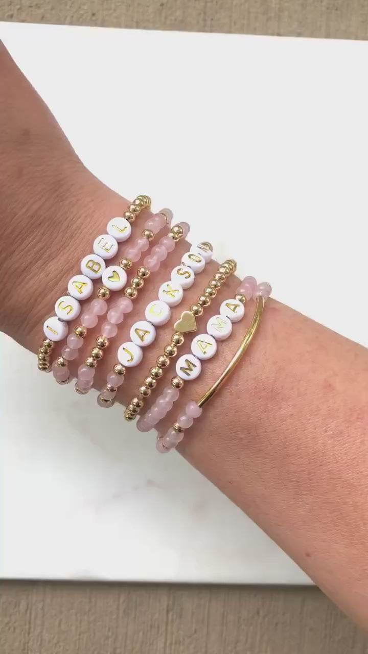 Rose Quartz Custom Name Bracelets