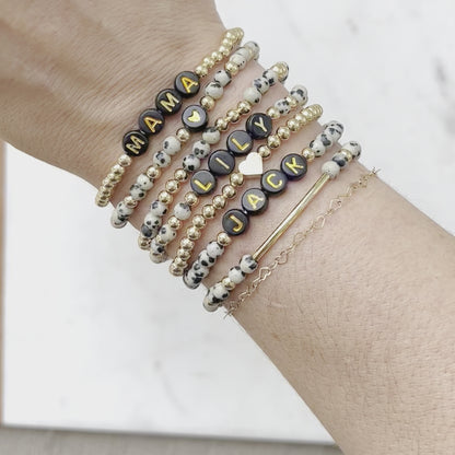 Dalmatian Jasper Custom Name Bracelets