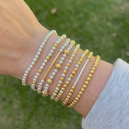 Gold and Silver Mixed Metal Beaded Bracelets
