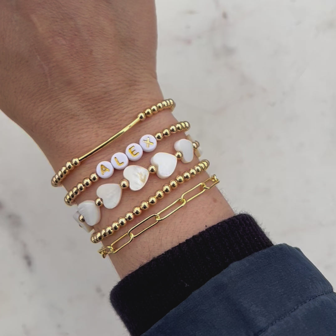 Heart Custom Name Bracelet Stack