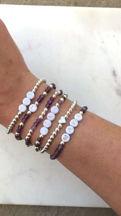 Amethyst Custom Name Bracelets
