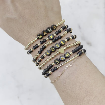 Black Agate Custom Name Bracelets