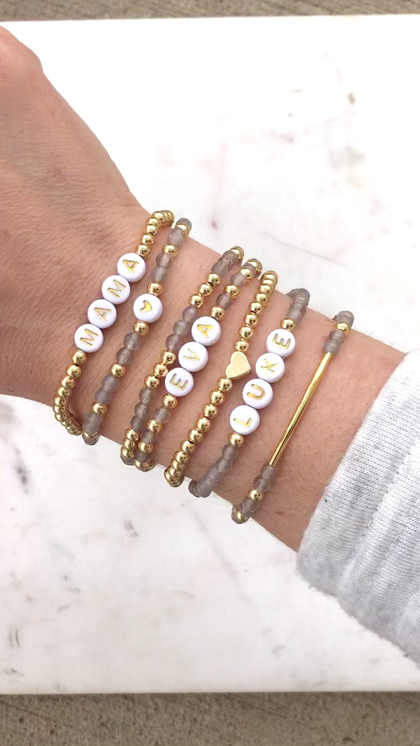 Grey Agate Custom Name Bracelets